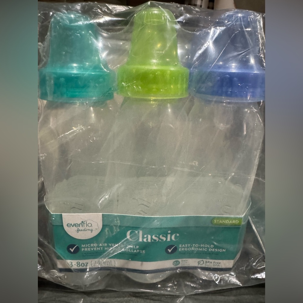 Evenflo Classic Baby Bottles - Blue, Green, Clear